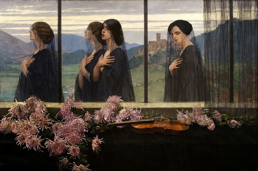 quatres femmes habillées en noir représentent les etapes du deuil